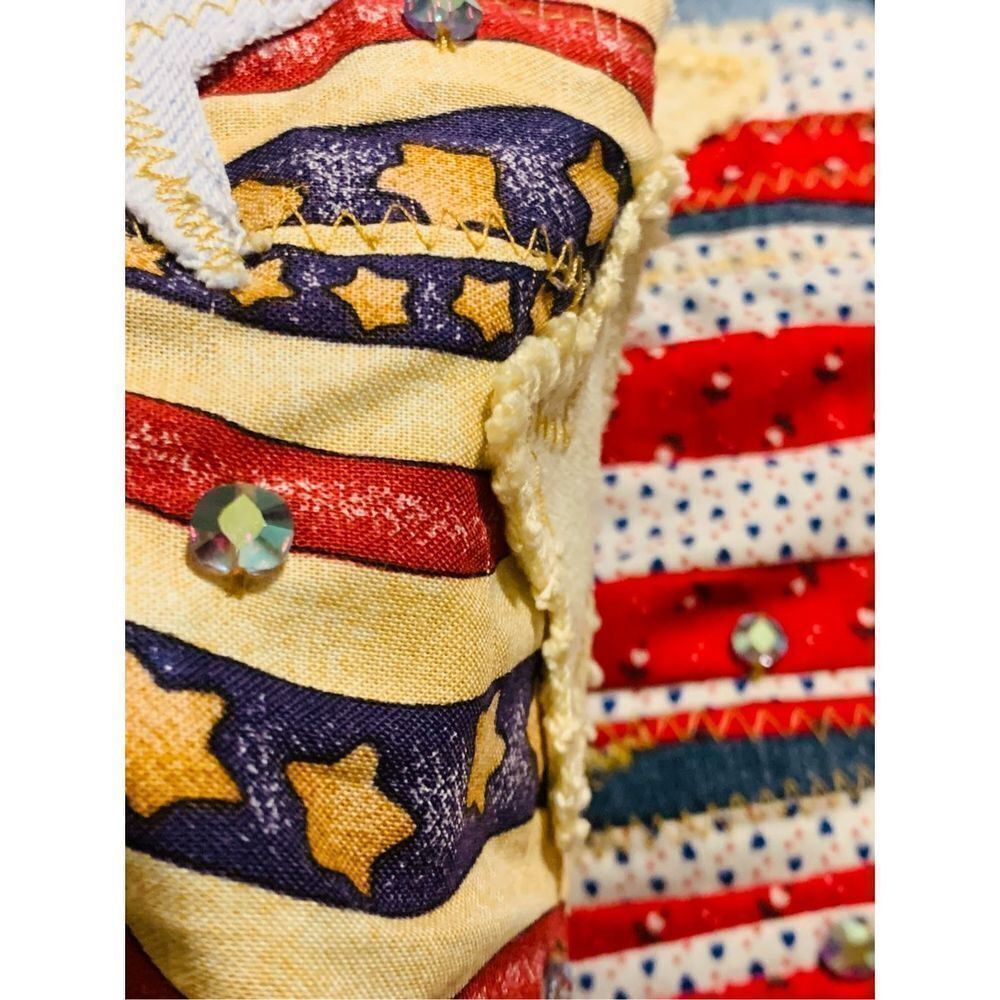 Vintage‎ Y2K Custom Levi’s Patriotic Patchwork Shorts Size 9 - Picture 15 of 17